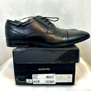New Alfani Men's Victor Black Lace-Up Oxfords Dress Shoes / Sz 9.5M